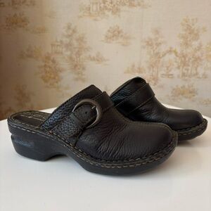 Y2K B.O.C. Black Leather Clogs Boho Chunky Mule Fairycore Whimsigoth 6 US